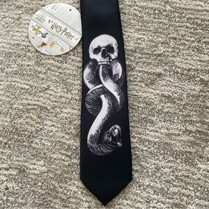 Harry Potter Dark Mark Necktie Universal Studios Wizarding World Black Skinny